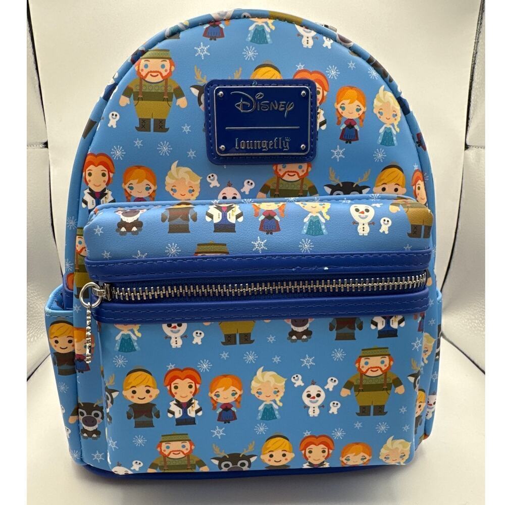 Loungefly Exclusive Disney Frozen Chibi Olaf‎ Elsa Anna AOP Mini Backpack NWT